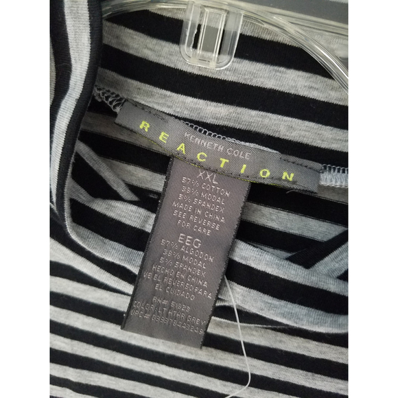 Kenneth Cole Reaction XXL Women's Turtleneck Black/Gray Stripes Short Sleeve Top - Picture 8 of 10